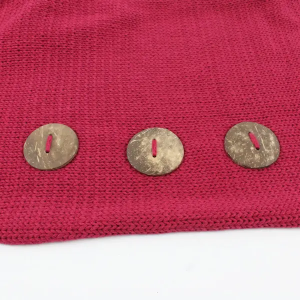 Pure Handknit Large Button Detail Red Rectangle Scarf 15"x70"