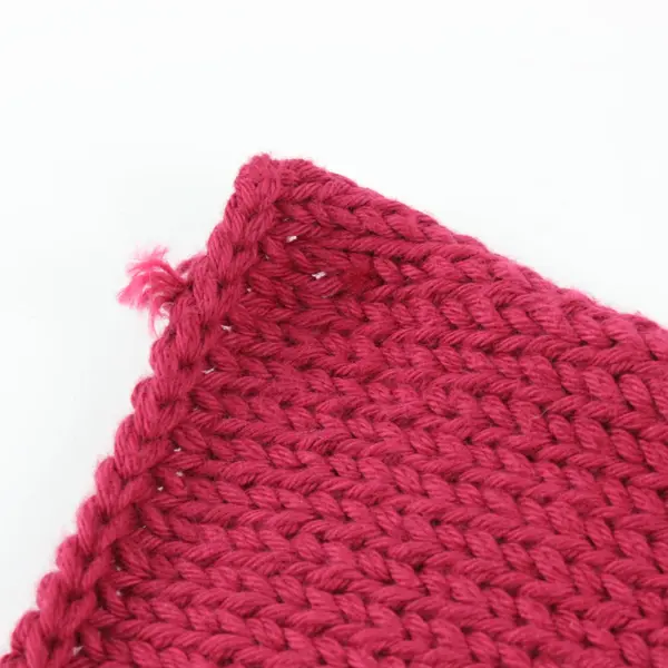 Pure Handknit Large Button Detail Red Rectangle Scarf 15"x70"