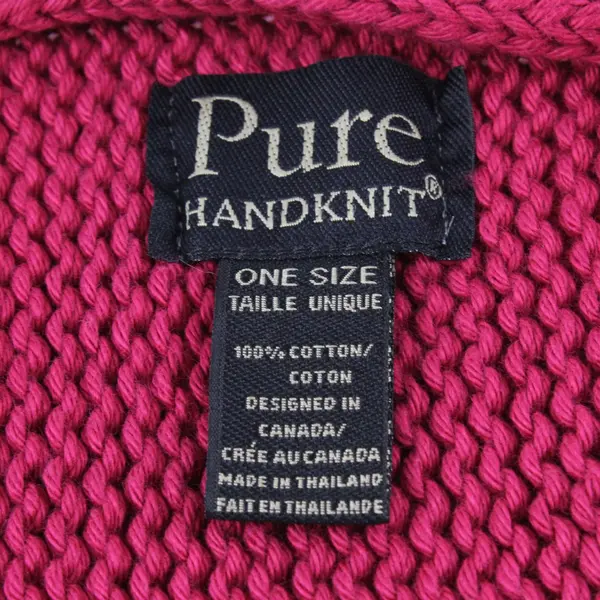 Pure Handknit Large Button Detail Red Rectangle Scarf 15"x70"