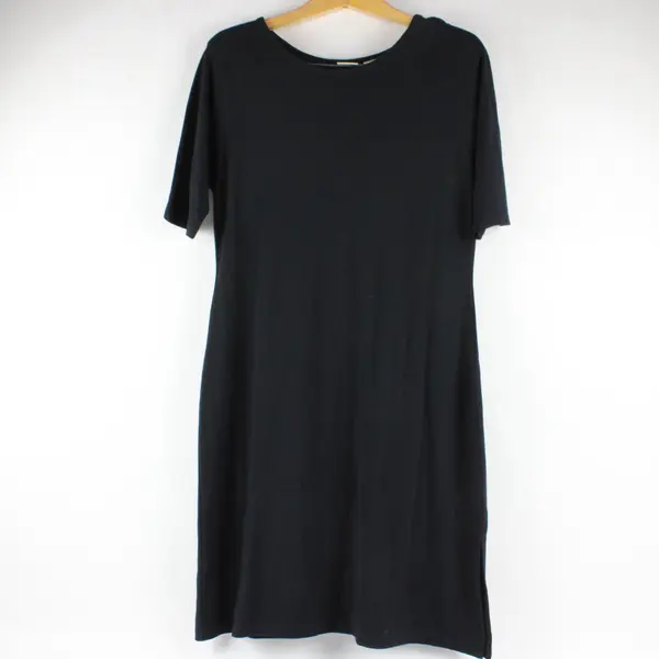 Merona Women's Solid Black Half Sleeve Knee Length Dress L