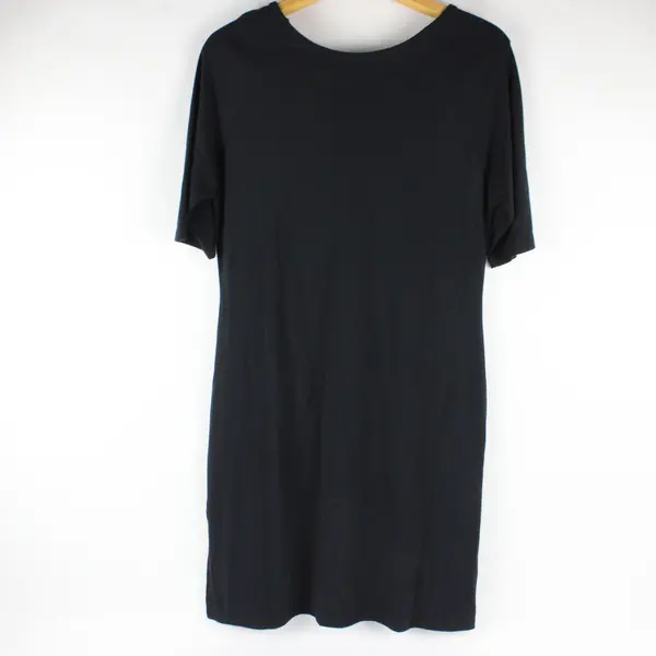 Merona Women's Solid Black Half Sleeve Knee Length Dress L