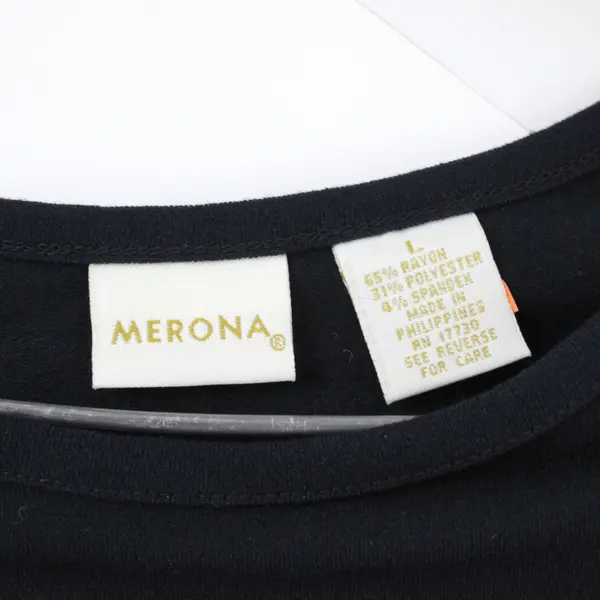 Merona Women's Solid Black Half Sleeve Knee Length Dress L