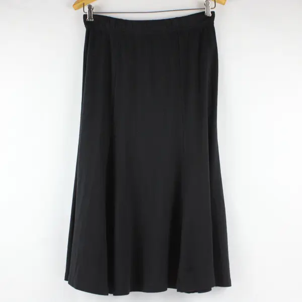 Le Creme Solid Black A-Line Midi Skirt Women's Small