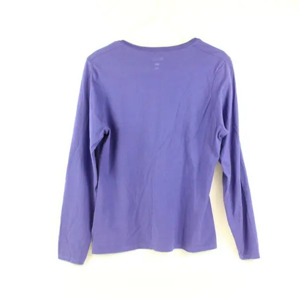 Hanes Solid Blue Color Long Sleeve Shirt 100% Cotton Womens Size M