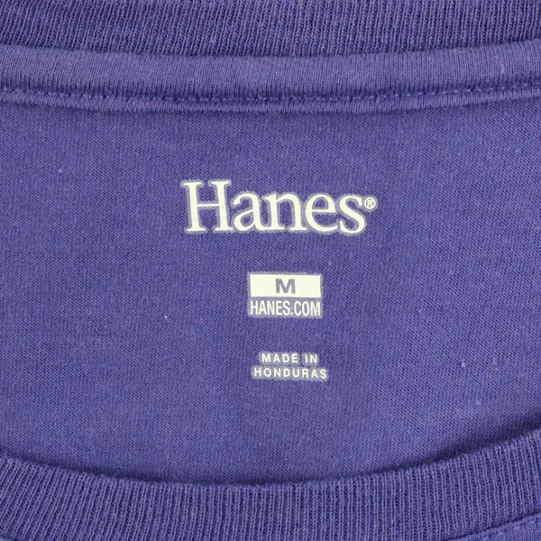 Hanes Solid Blue Color Long Sleeve Shirt 100% Cotton Womens Size M