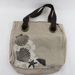 Old Navy Beige and Brown Nautical Seashell Print Tote Bag