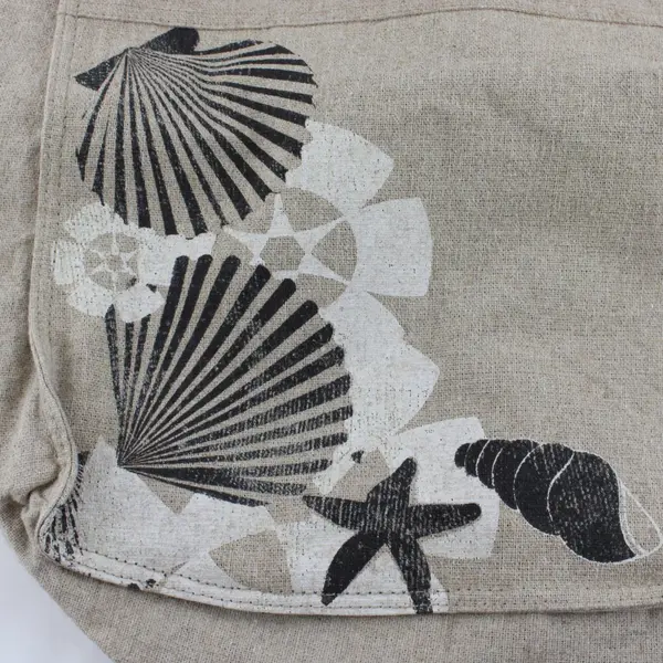 Old Navy Beige and Brown Nautical Seashell Print Tote Bag