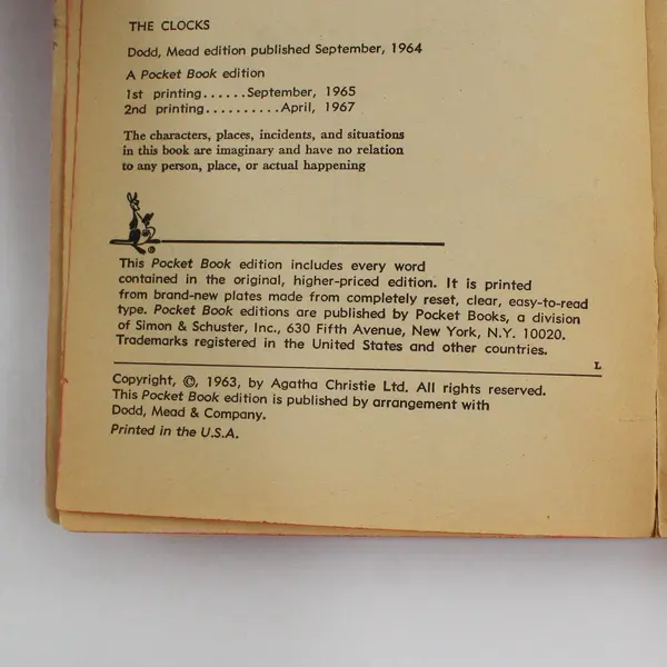 Vintage 1967 Agatha Christie Murder Mystery The Clocks Hercule Poirot Paperback 