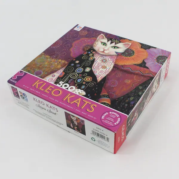 Ceaco Marjorie Sarnat Kleo Kats 500 Pc Folk Art Jigsaw Puzzle Complete