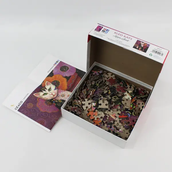 Ceaco Marjorie Sarnat Kleo Kats 500 Pc Folk Art Jigsaw Puzzle Complete