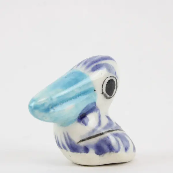 Tonala Mexican Pottery Bird Figurine Blue White Hand Painted