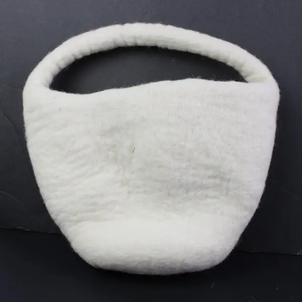 White Felt Skeleton Halloween Basket Embroidered Face Soft Handle