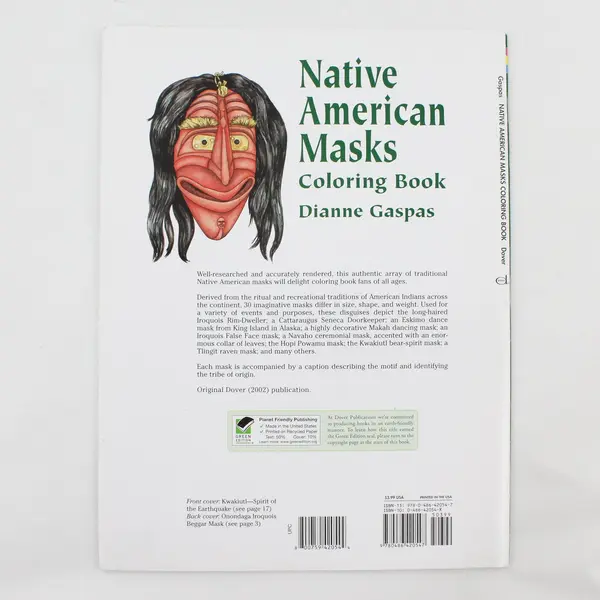 Native American Masks Coloring Book Dianne Gaspas Ronald Herder 2002 PB Unused