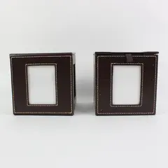 Lot of 2 Faux Leather Photo Storage Boxes Decorative Keepsake Organizer