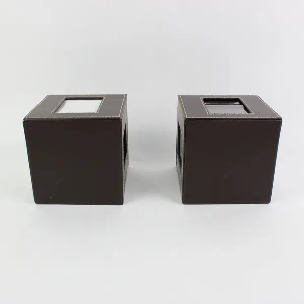Lot of 2 Faux Leather Photo Storage Boxes Decorative Keepsake Organizer