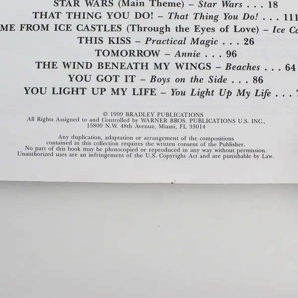 VTG 1999 30 Movie Songs for Big Note Piano Richard Bradley PB Piano Level 1-2