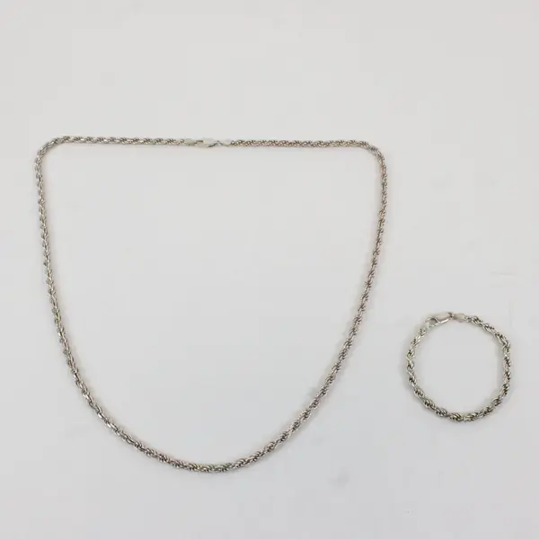 Set of 2 Milor Matching 925 Sterling Silver 30" Chain Necklace and 7.5" Bracelet