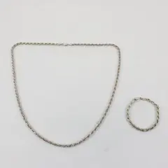 Set of 2 Milor Matching 925 Sterling Silver 30" Chain Necklace and 7.5" Bracelet