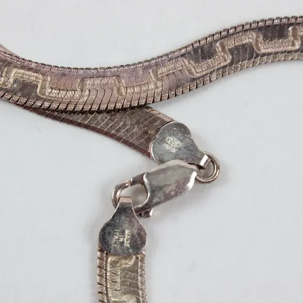 Milor 925 Sterling Silver Herringbone Chain Necklace 36"