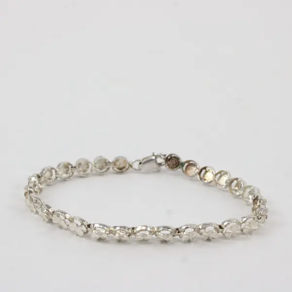 Vintage OroAmerica 925 Sterling Silver Diamond-Cut Circle Link Bracelet 6"