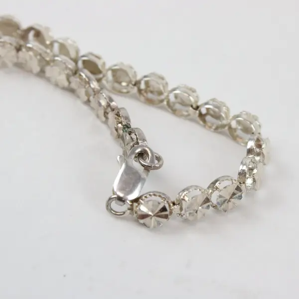 Vintage OroAmerica 925 Sterling Silver Diamond-Cut Circle Link Bracelet 6"