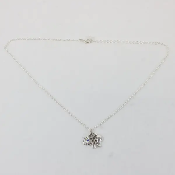 NRO Rhinestone Elephant Silver-Tone Pendant Necklace 20"