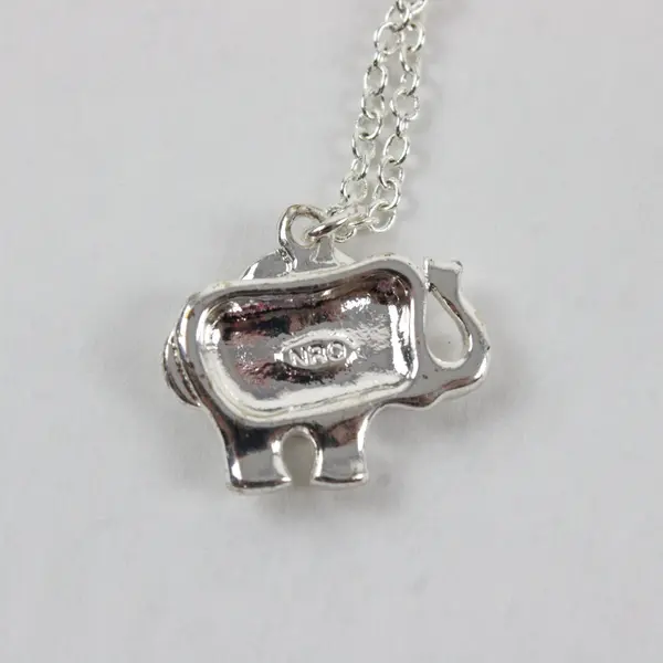 NRO Rhinestone Elephant Silver-Tone Pendant Necklace 20"
