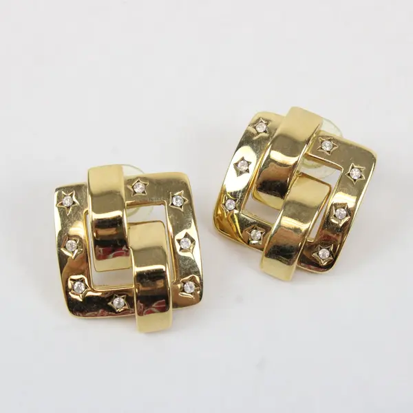 Joan Rivers Modernist Clear Rhinestone Gold-Tone Earrings
