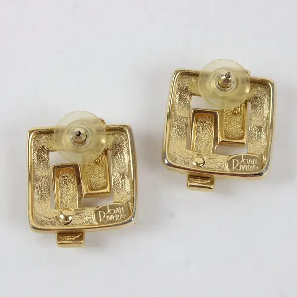 Joan Rivers Modernist Clear Rhinestone Gold-Tone Earrings
