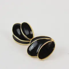 Napier Black Enamel Gold-Tone Earrings