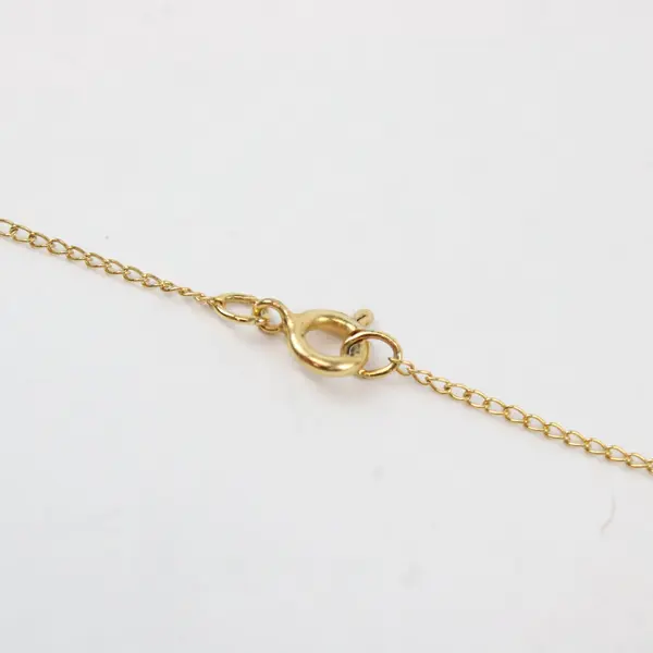 Vintage Elephant Pendant Necklace 15.5in Gold Tone Chain Green Carved