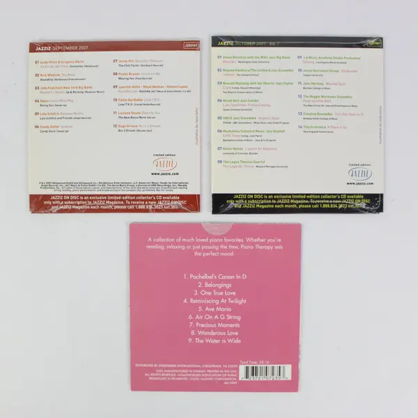 Lot of 3 Jazziz Sept 2007 Oct 2007 Ed. 7 Body & Soul Piano Therapy CDs As-Is