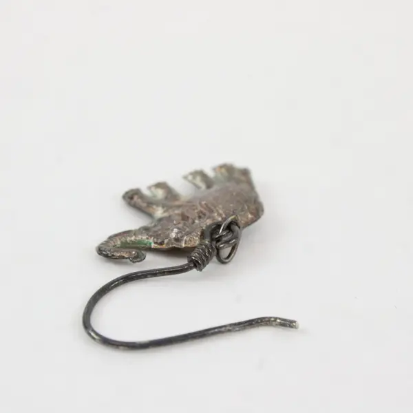 Boho Elephant Dangle Earrings Metal Hook Silver-Tone Patina