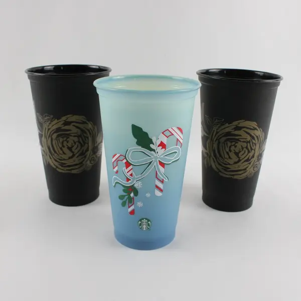 Starbucks Reusable Cups Set of 3 Christmas Rose Collectible