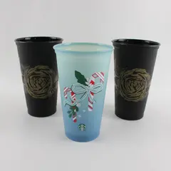 Starbucks Reusable Cups Set of 3 Christmas Rose Collectible