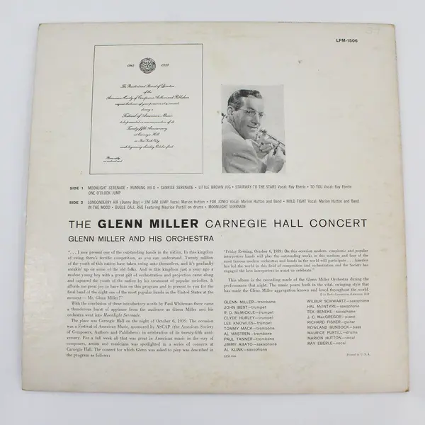 The Glenn Miller Carnegie Hall Concert 12" Vinyl Record 