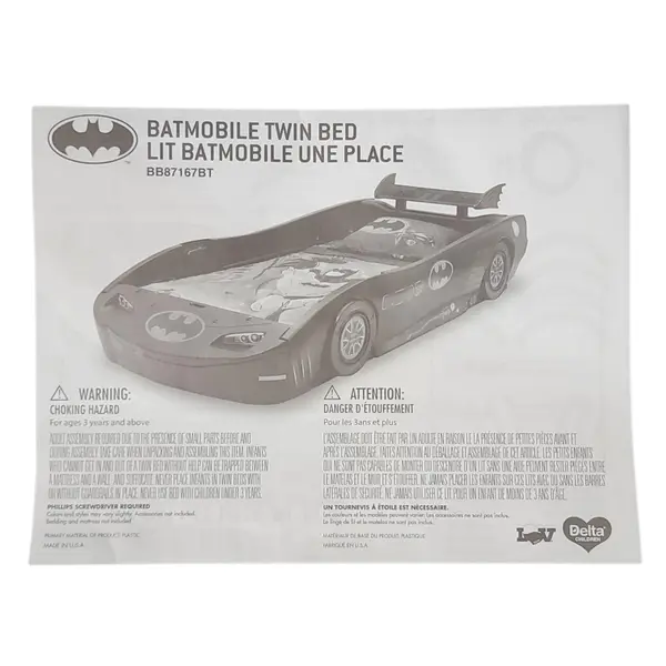 Delta Children Batman Batmobile Twin Bed Frame BB87167BT - Local Pickup Only