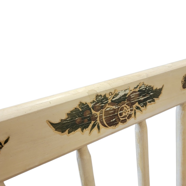 Vintage Farmhouse Spindle Bench w/ Arms Two-Tone Country Wood Seat -Local Pickup