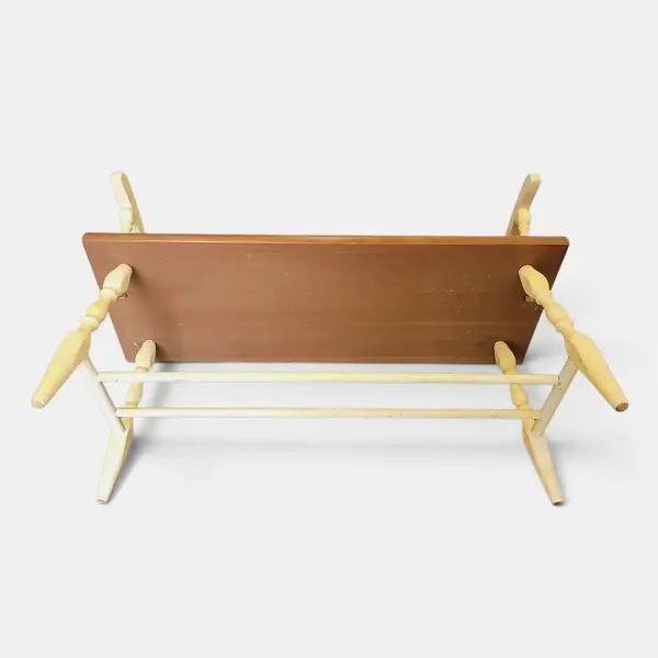 Vintage Farmhouse Spindle Bench w/ Arms Two-Tone Country Wood Seat -Local Pickup