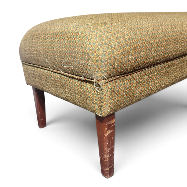 Vintage Upholstered Accent Bench Tan Fabric w/ Wood Legs - Local Pickup Only