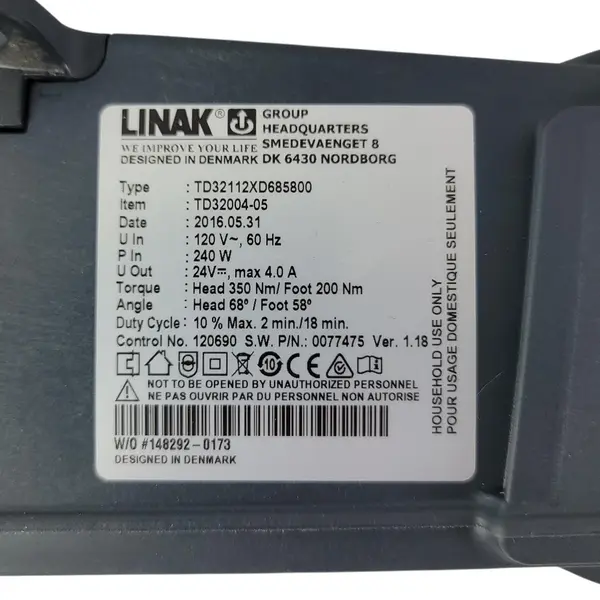 LINAK TD32004-05 Adjustable Bed Control Box 240W