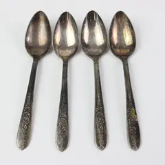 Lot of 4 Oneida Vintage Royal Rose Silverplate Demitasse Spoons 4.5"