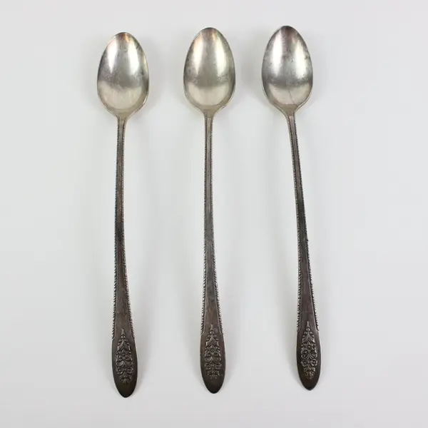 Lot of 3 WM A Rogers Oneida Vintage Lady Stuart Silverplate Iced Tea Spoons 7.5"