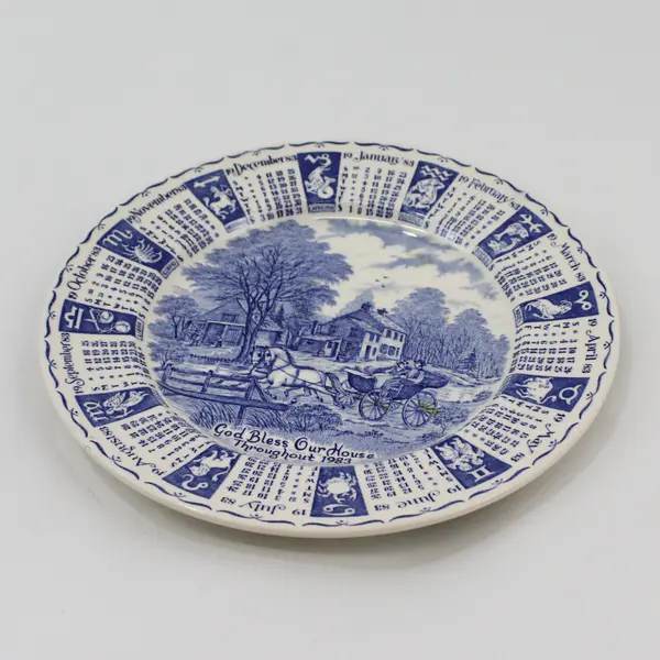 Vintage Collectible Calendar Plate God Bless Our House Throughout 1983 