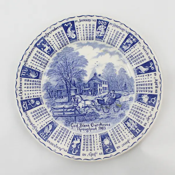Vintage Collectible Calendar Plate God Bless Our House Throughout 1983 