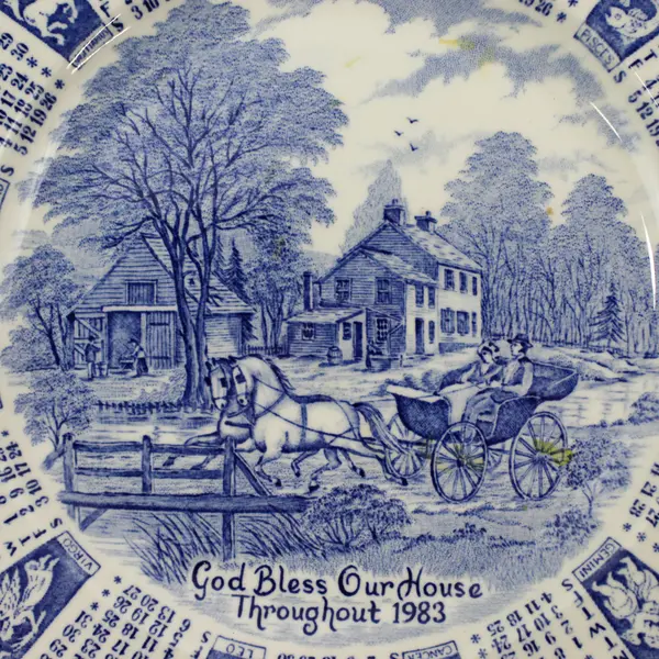 Vintage Collectible Calendar Plate God Bless Our House Throughout 1983 