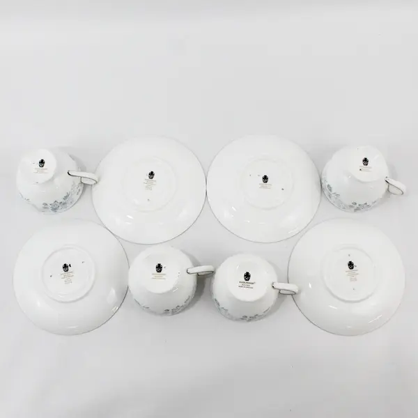 Set of 4 Vintage Wedgwood Belle Fleur Bone China Footed Cups And Saucers