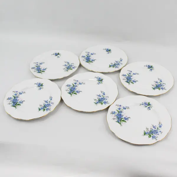 Set Of 6 Royal Albert  Forget Me Not Bone China Bread Plates 7” England
