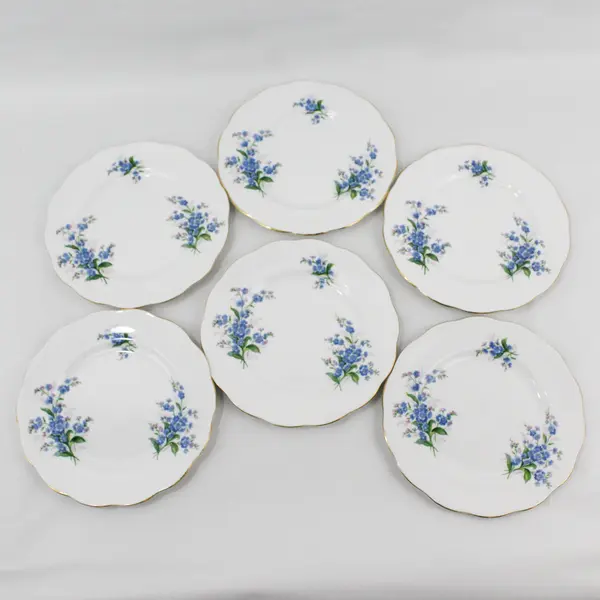 Set Of 6 Royal Albert  Forget Me Not Bone China Bread Plates 7” England