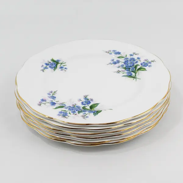 Set Of 6 Royal Albert  Forget Me Not Bone China Bread Plates 7” England